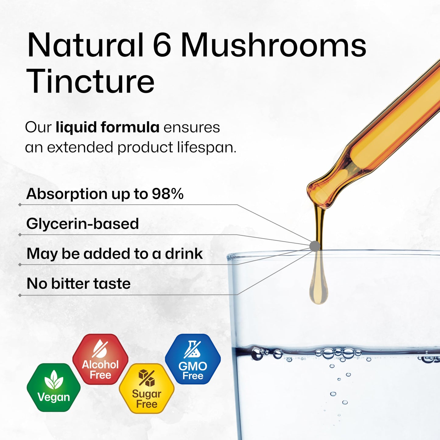 BIO KRAUTER 6 Mushrooms 6-in-1 Immunity Tincture - Lions Mane, Shiitake, Turkey Tail, Cordyceps, Reishi & Chaga | Vegan Drops 4 Fl Oz