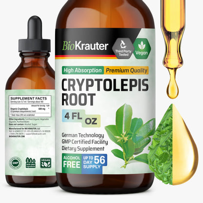 BIO KRAUTER Cryptolepis Sanguinolenta Extract - Vegan Immune Support Tincture, Alcohol & Sugar Free, 4 Fl Oz