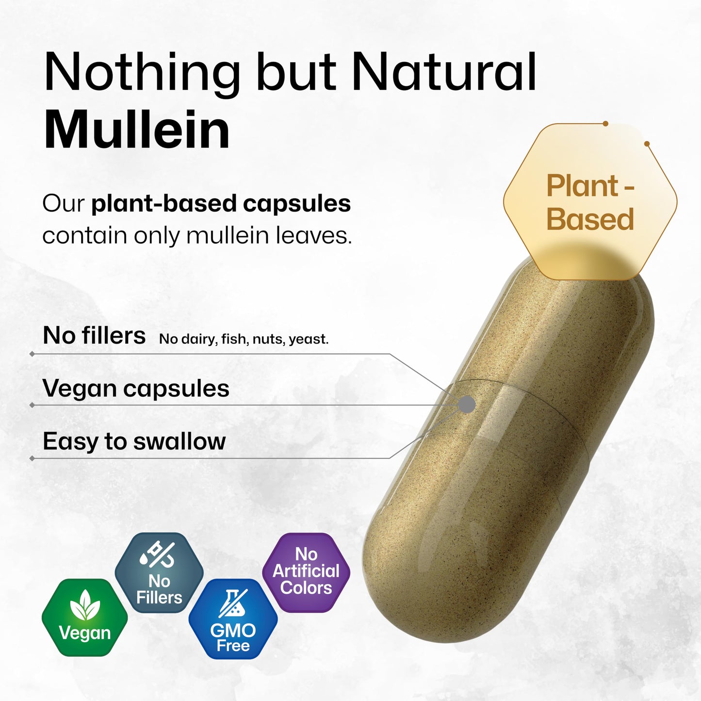 BIO KRAUTER Mullein Capsules 1200 mg - 250 Veg Capsules for Lungs