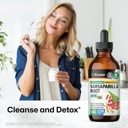 BIO KRAUTER Sarsaparilla Root Tincture - Liver Support - Alcohol & Sugar Free - Vegan Drops 4 oz