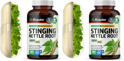 BIO KRAUTER Stinging Nettle Capsules 1200 mg – 250 Urinary Tract & Overall Support Caps – Nettle Root Powder (Urtica Dioica) – Non-GMO – Pack of 2