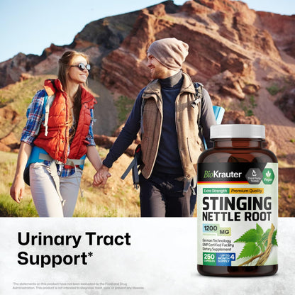 BIO KRAUTER Stinging Nettle Capsules 1200 mg – 250 Urinary Tract & Overall Support Caps – Nettle Root Powder (Urtica Dioica) – Non-GMO – Pack of 2