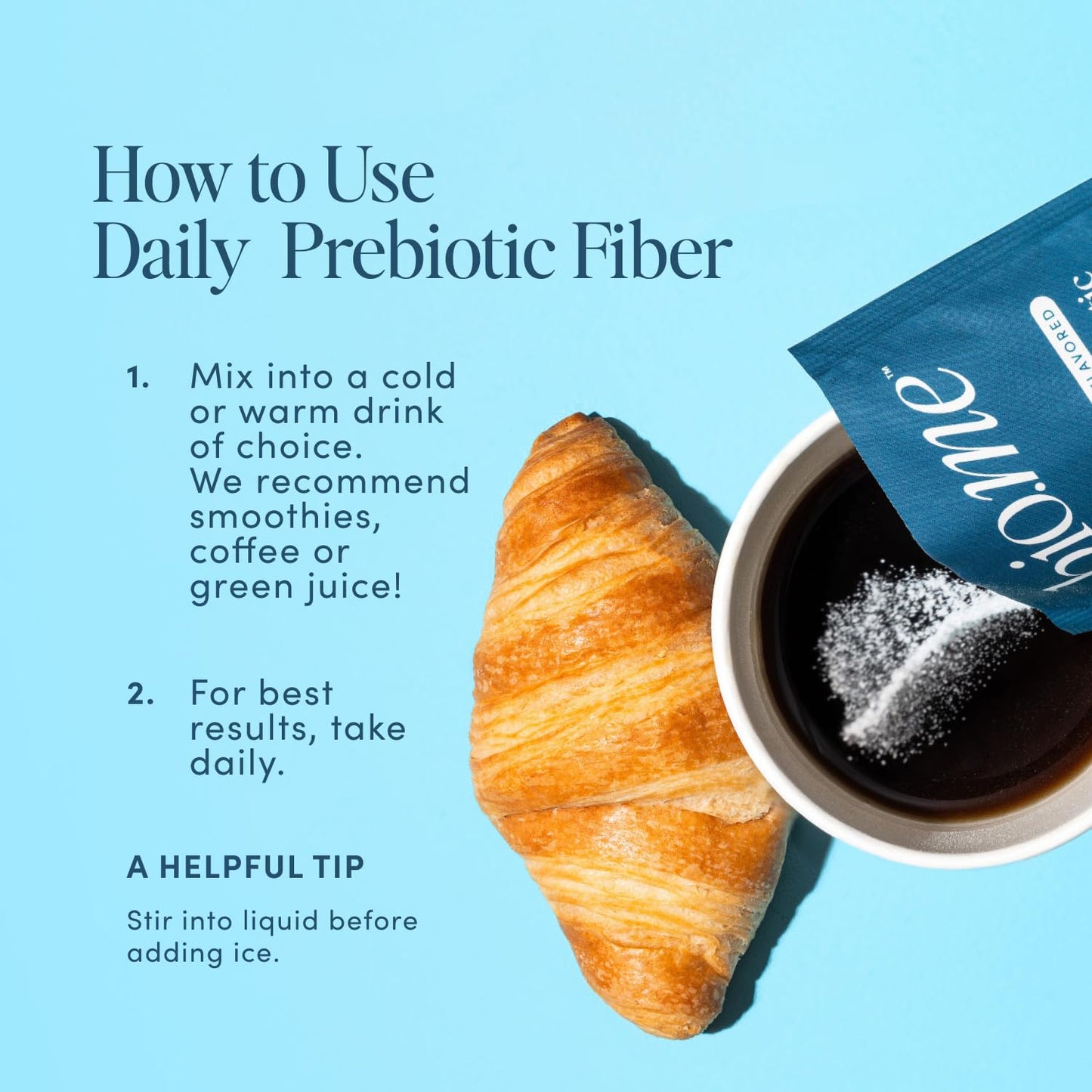 Bio.me Daily Prebiotic Fiber Powder Unflavored — 20 Travel Packs, 7g per Serving