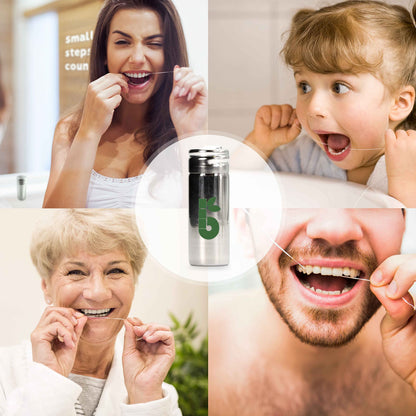 Vegan Dental Floss | Refillable Stainless Steel Dispenser | Zero Waste Mint 55 Yards | Bambaw