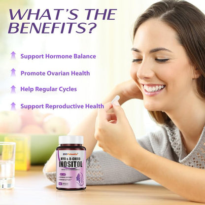 BIO POTENTIA Myo-Inositol & D-Chiro Inositol Capsules – 40:1, 2000/50mg, Non-GMO | 60 Capsules
