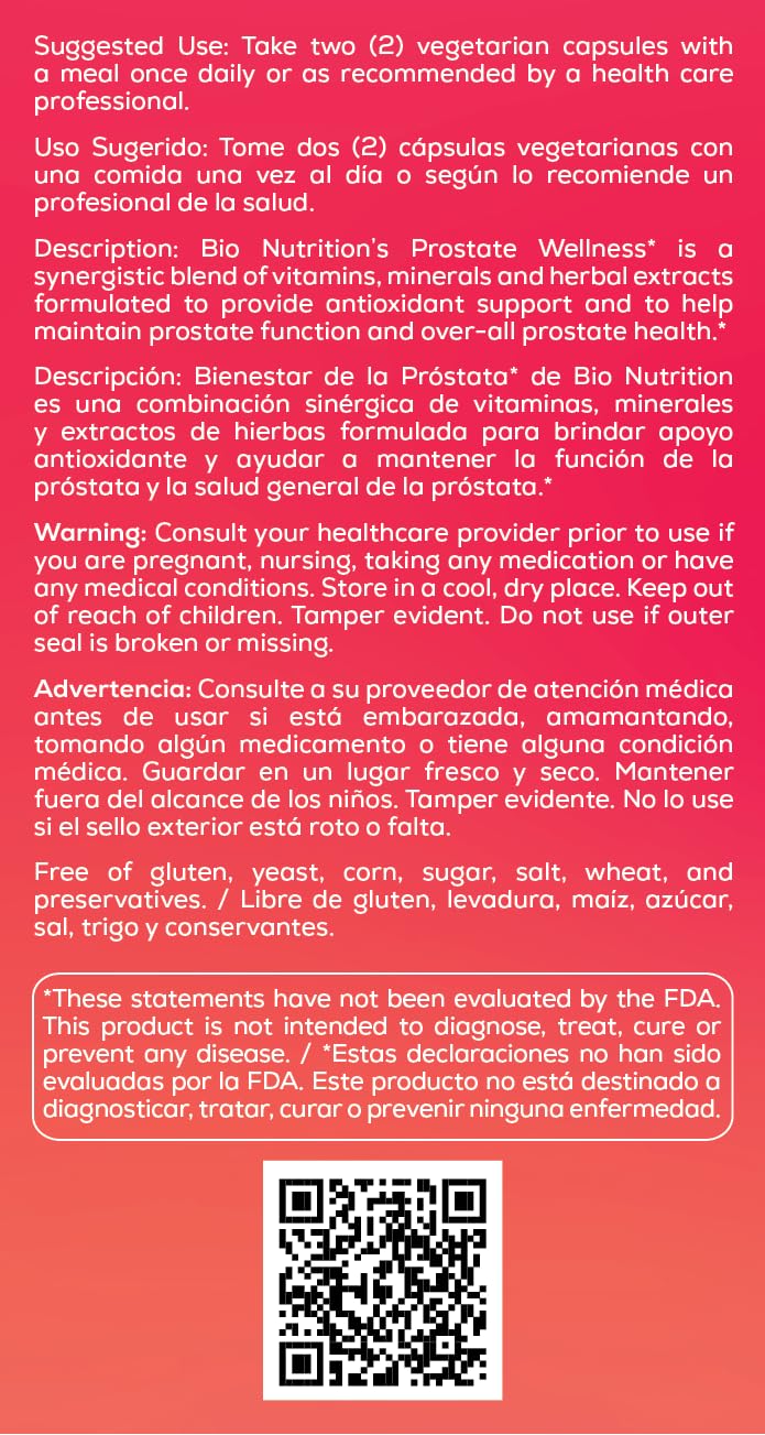 Bio Prostate 60 | Prostate Wellness Vegi-Caps, 60 Count