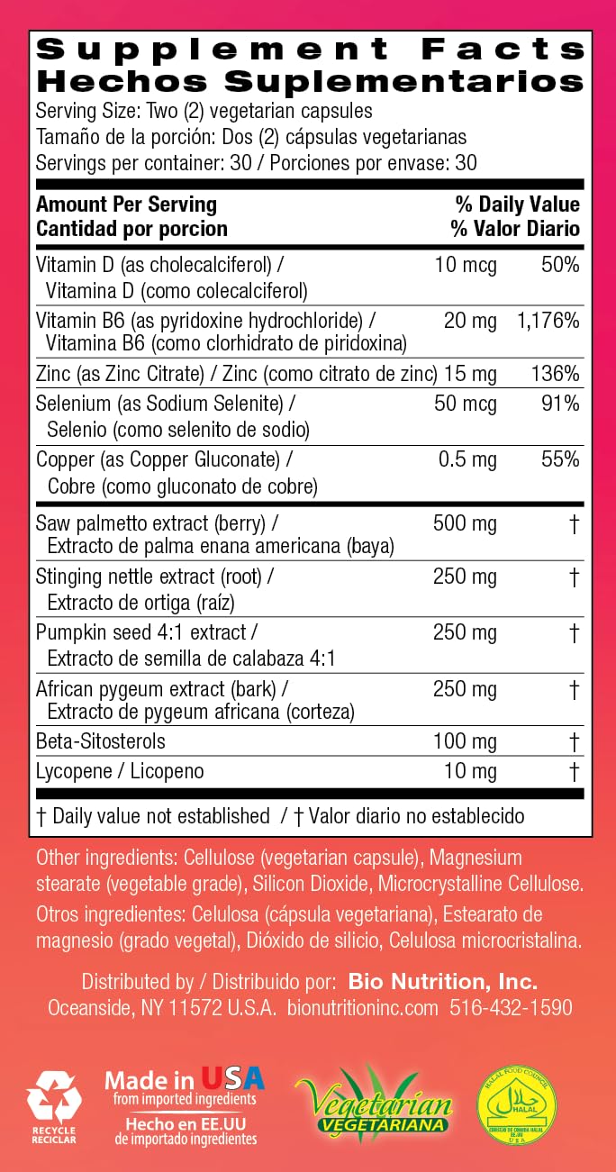 Bio Prostate 60 | Prostate Wellness Vegi-Caps, 60 Count