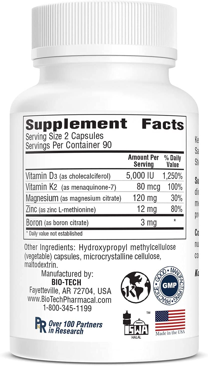 Bio-Tech Pharmacal D3Plus – 180 Count (Vitamin D3 + K2)