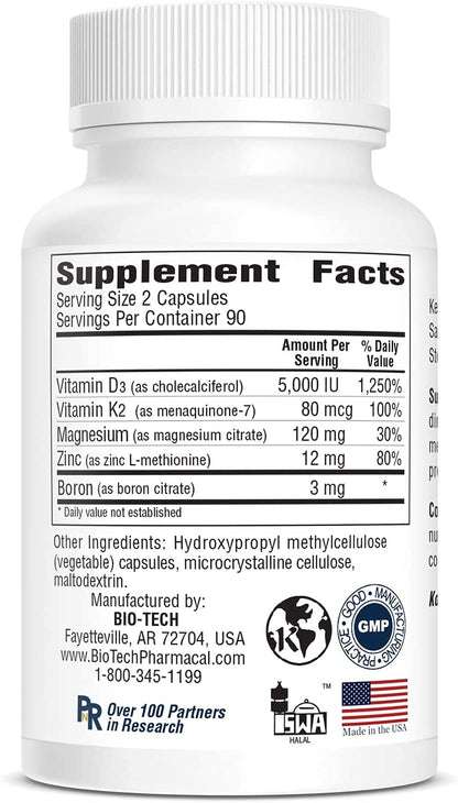 Bio-Tech Pharmacal D3Plus – 180 Count (Vitamin D3 + K2)