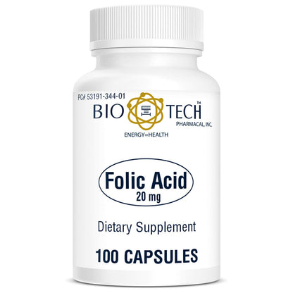 Bio-Tech Pharmacal Folic Acid 20mg, 100 Count | Folate Supplement