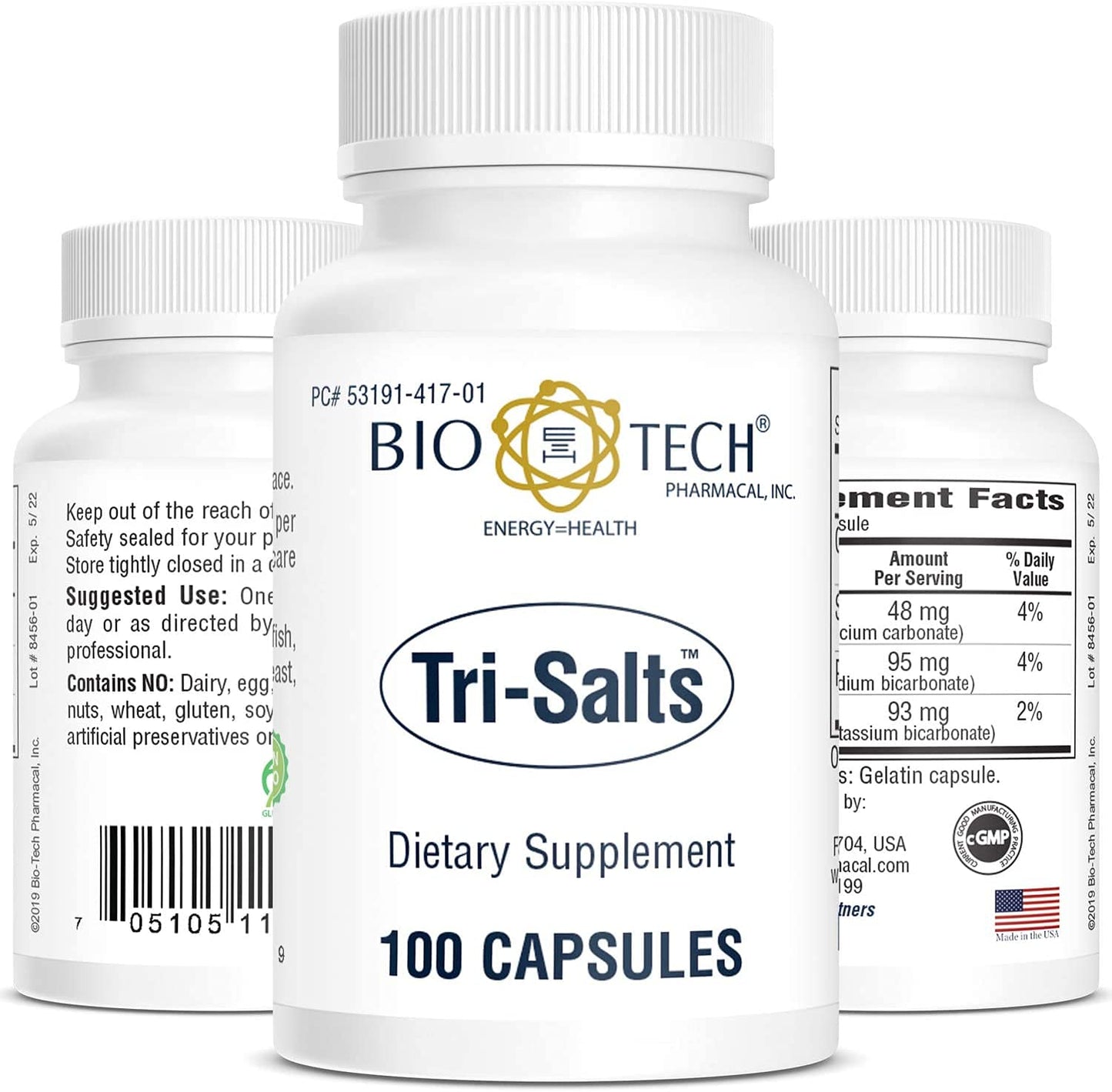 Bio-Tech Pharmacal Tri-Salts Powder (120 g) | Calcium, Sodium & Potassium