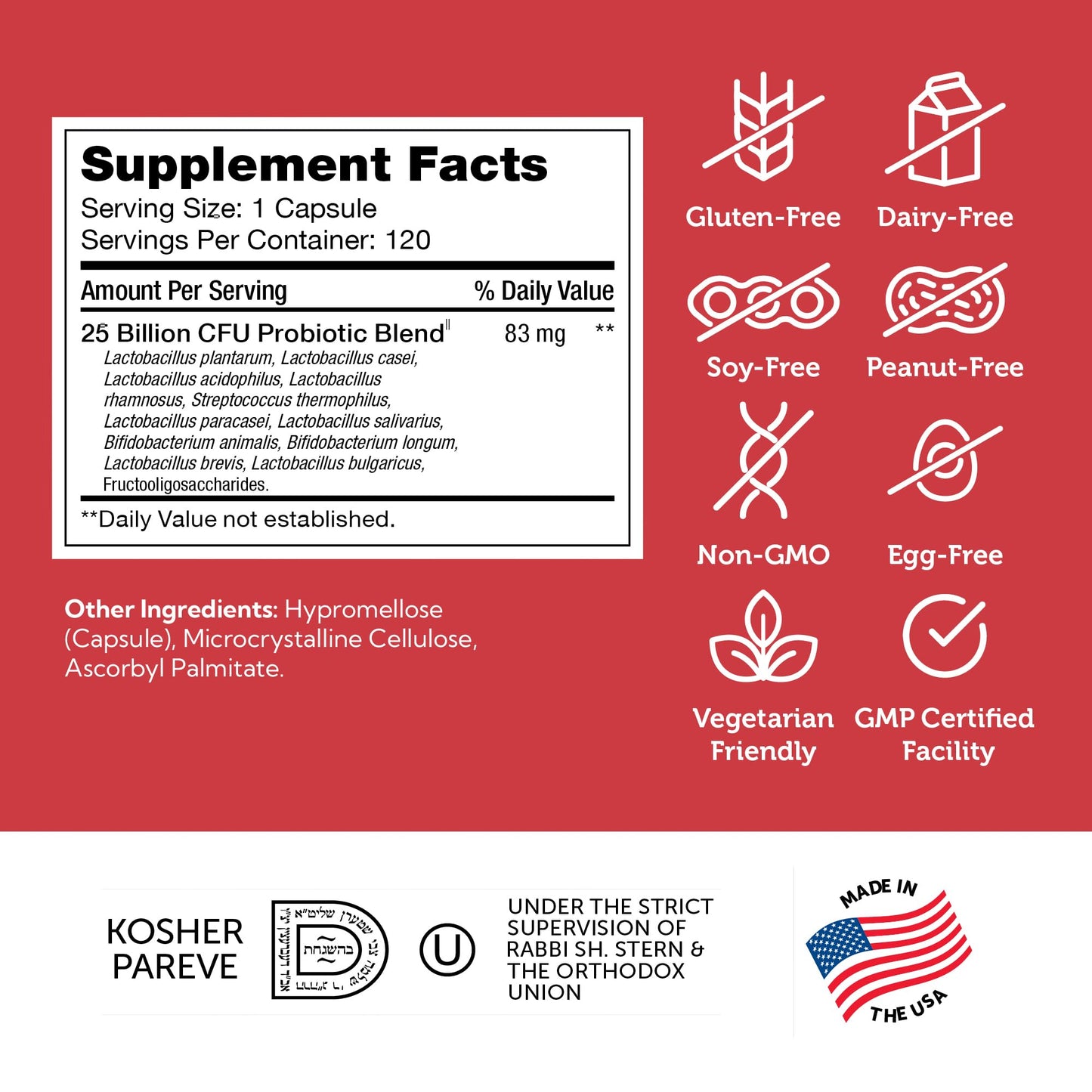BioDophilus25 Probiotic + Prebiotic - 25 Billion CFU, 11 Strains | Zahler - 120 Capsules