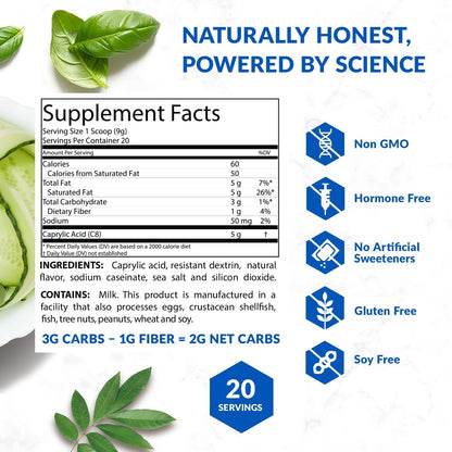 BioTrust Keto Elevate – C8 MCT Powder for Keto Coffee Creamer (5 g C8 per Serving)