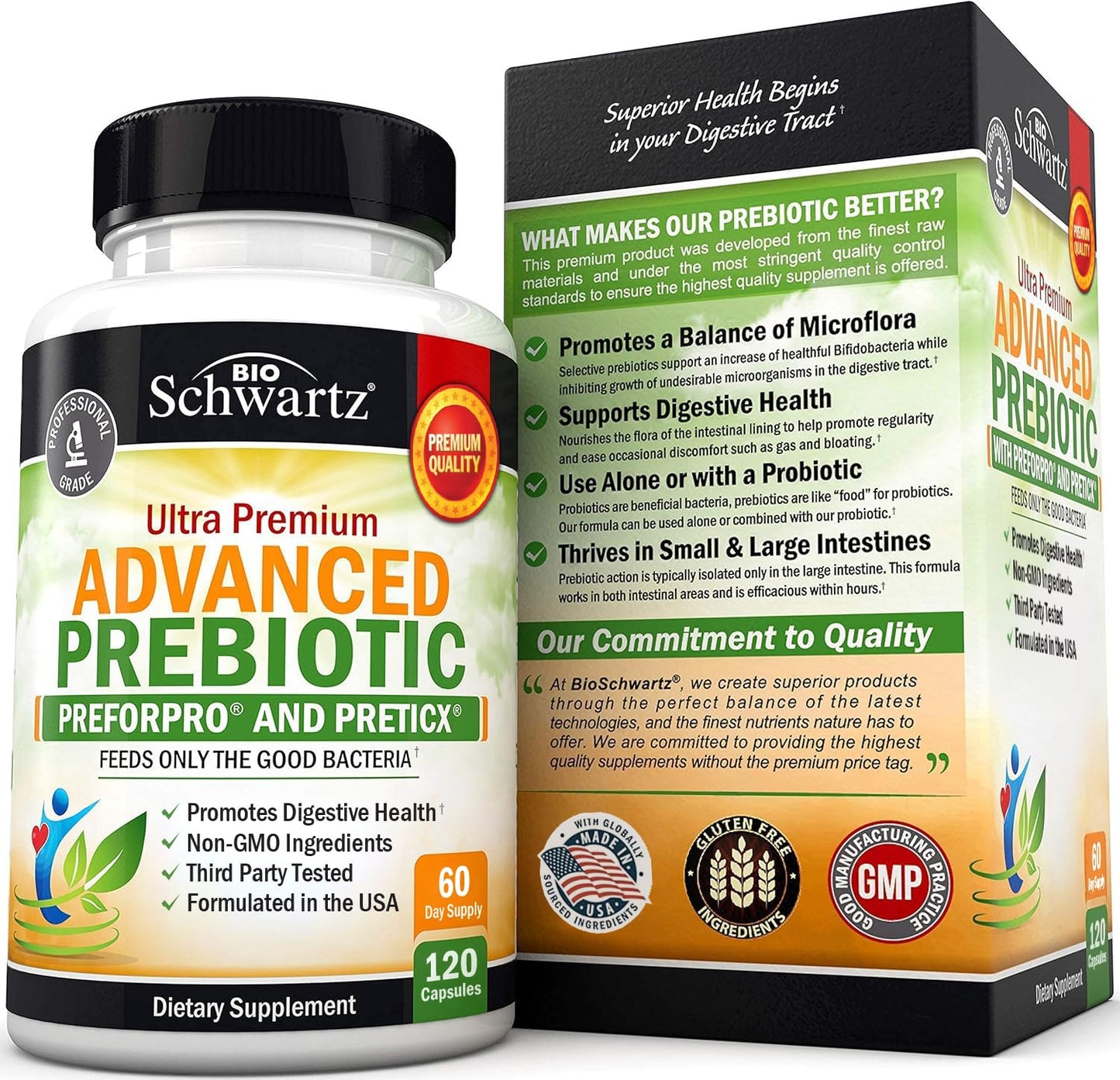 Advanced Prebiotics for Digestive Health – Clinically Validated Gut Support (2 Month Supply)