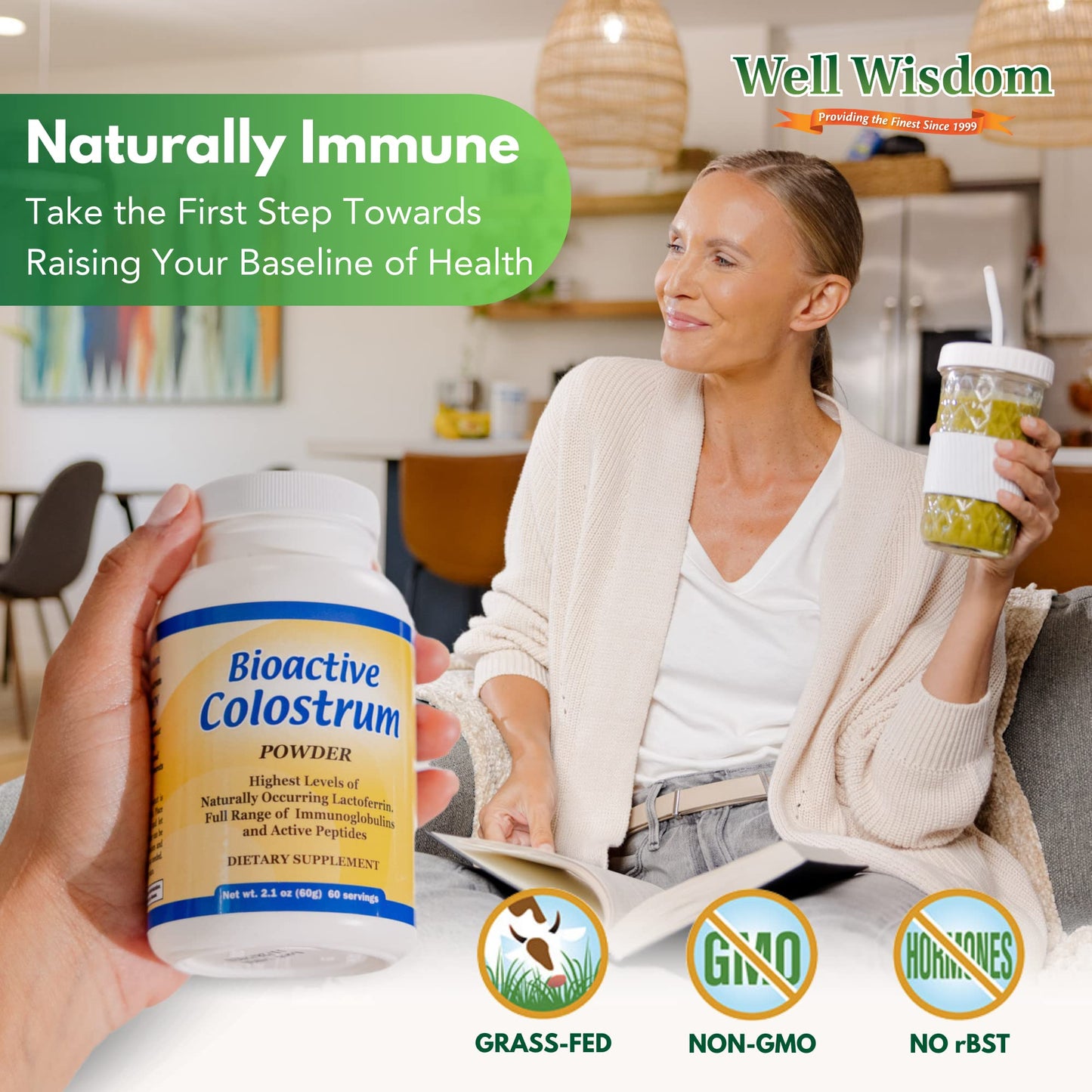 Well Wisdom Bioactive Colostrum 60g – Grass-Fed Immune Support Powder
