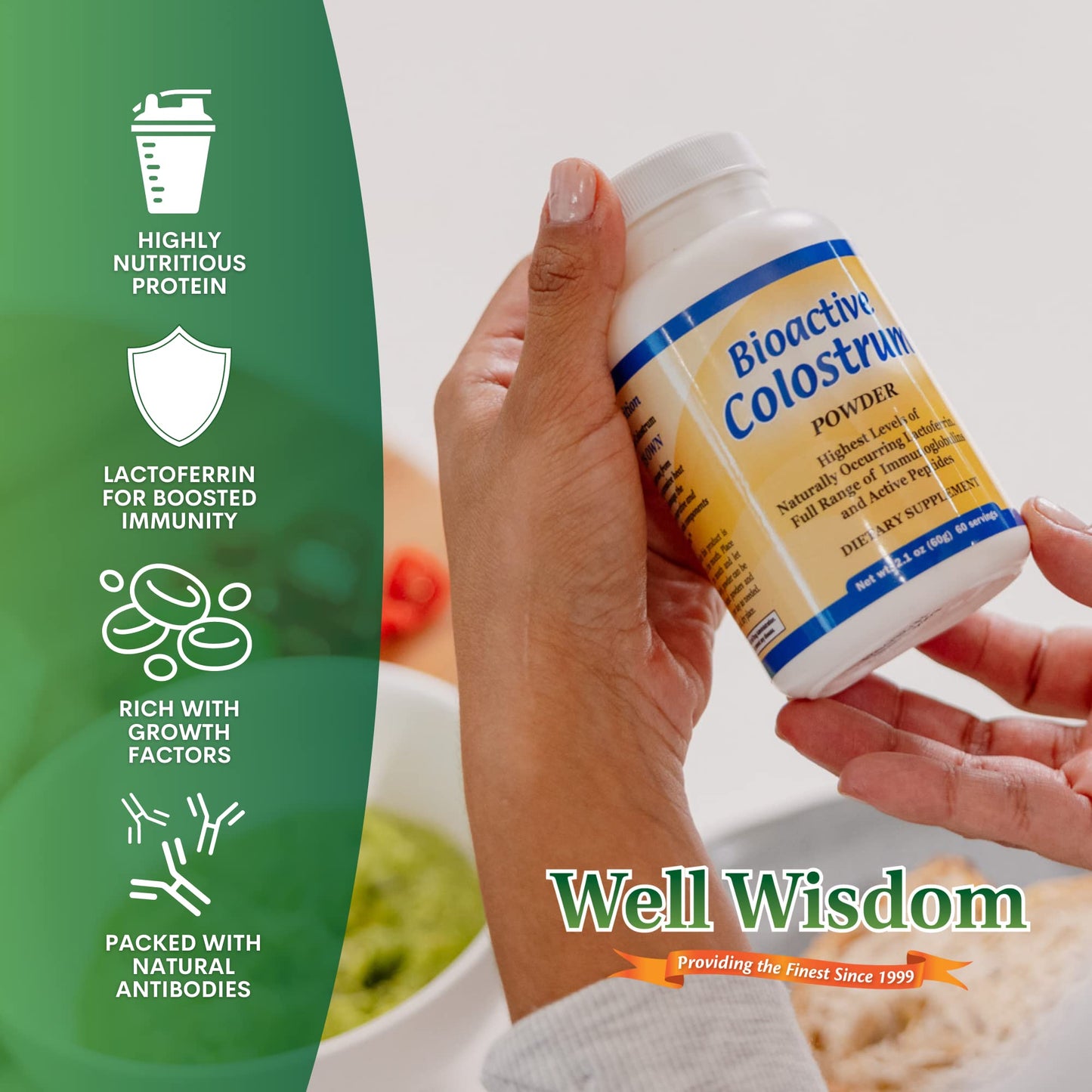 Well Wisdom Bioactive Colostrum 60g – Grass-Fed Immune Support Powder