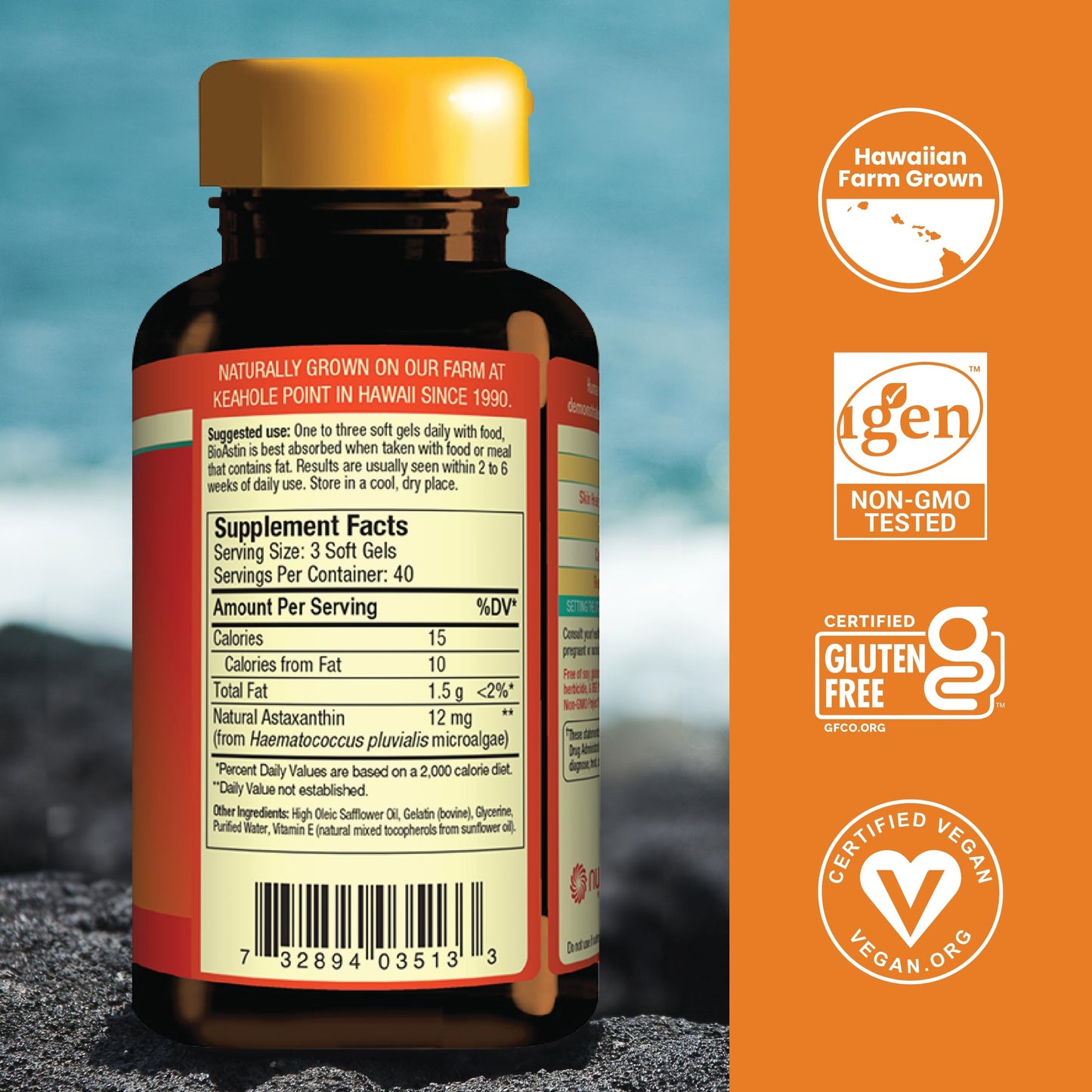 Nutrex BioAstin Hawaiian Astaxanthin 4mg – 120 Softgels | Non-GMO & Gluten-Free