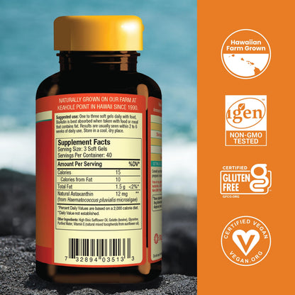 Nutrex BioAstin Hawaiian Astaxanthin 4mg – 120 Softgels | Non-GMO & Gluten-Free