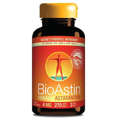 Nutrex Hawaii BioAstin Hawaiian Astaxanthin 4mg – 270 Softgels | Premium Antioxidant Support for Eyes, Skin, Joints & Immune Health