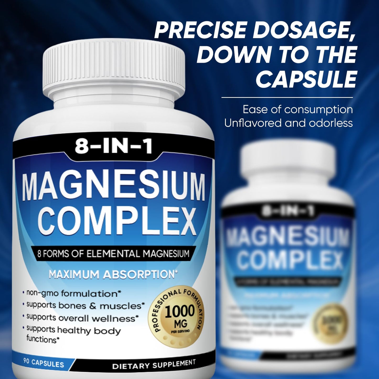 BODUNMSCA Magnesium Complex 8 in 1 – 1000mg for Relaxation, Sleep & Muscle Health | 180 Capsules