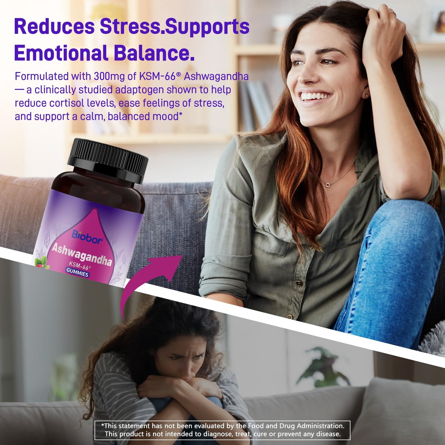 Biobor Ashwagandha Gummies – KSM-66 & Vitamin D3 for Stress & Immunity