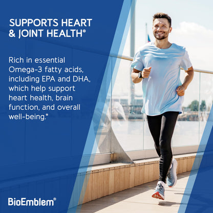 BioEmblem Omega-3 Fish Oil 2000mg | 360 Softgels | Vitamin D3 | Non-GMO
