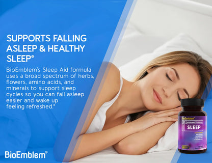 BioEmblem Natural Sleep Aid for Adults | Melatonin, Valerian, Suntheanine | 60 Capsules | 3 Pack