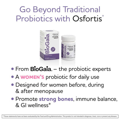 BioGaia Osfortis – Women’s Probiotic for Bone Health, Immune Balance & GI Wellness (60 caps)