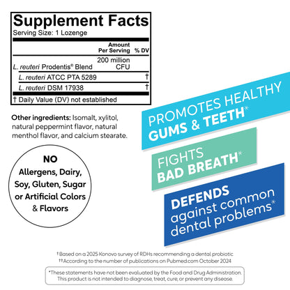 BioGaia Prodentis 3-Pack | Dental Probiotic Lozenges for Healthy Gums & Teeth | Mint Flavor | 90 Day Supply