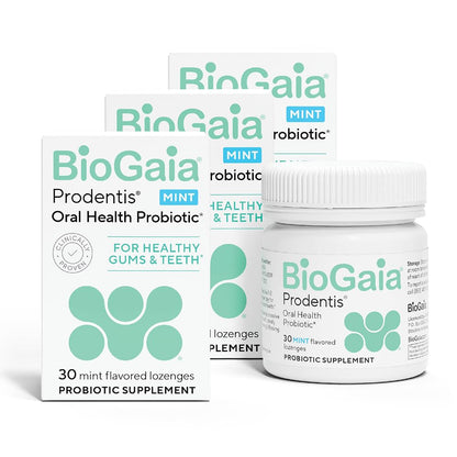 BioGaia Prodentis 3-Pack | Dental Probiotic Lozenges for Healthy Gums & Teeth | Mint Flavor | 90 Day Supply