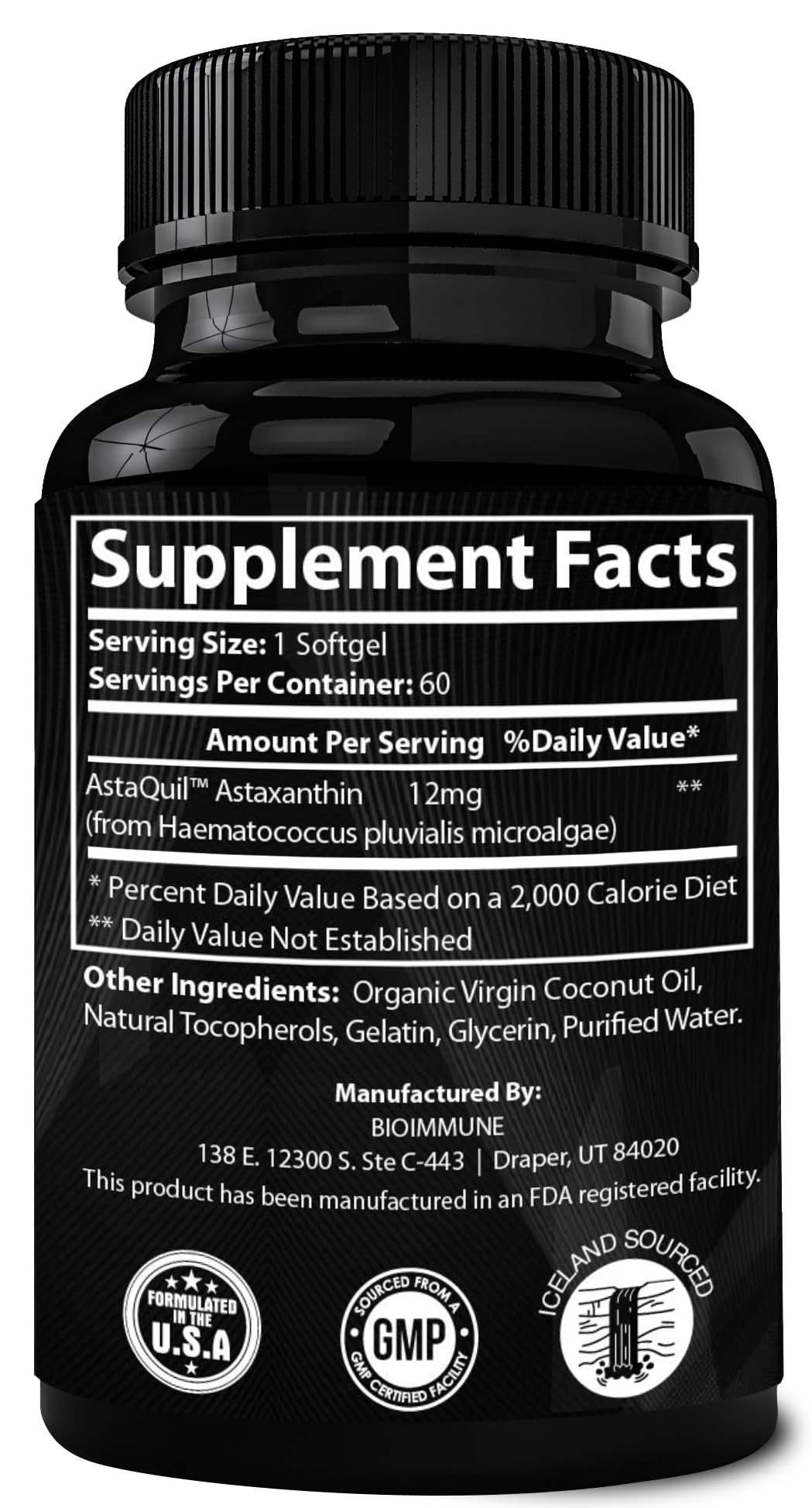 BioImmune Triple Strength AstaQuil Astaxanthin 12mg – Enhanced Absorption, 60 Softgels