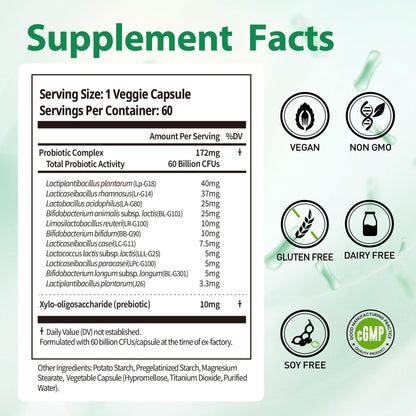 BioJhchang Probiotics 60B CFUs | 11 Strains for Immune & Digestive Health