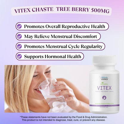 BIOLABS PRO Vitex Chasteberry 500mg - 60 Vegan Capsules for Hormonal Balance | Made in USA