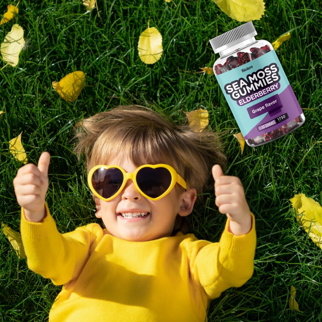 Biolore Sea Moss Gummies with Elderberry - Vegan Gummies for All Ages (60pcs)