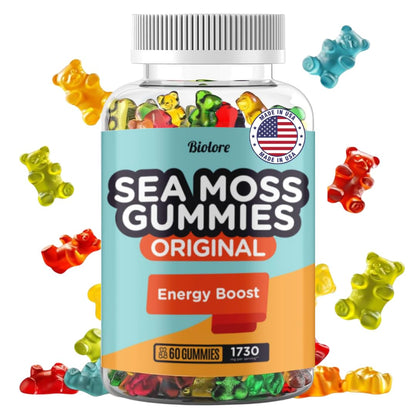 Biolore Sea Moss Gummies - Vegan 3-in-1 with Bladderwrack & Burdock, 60pcs