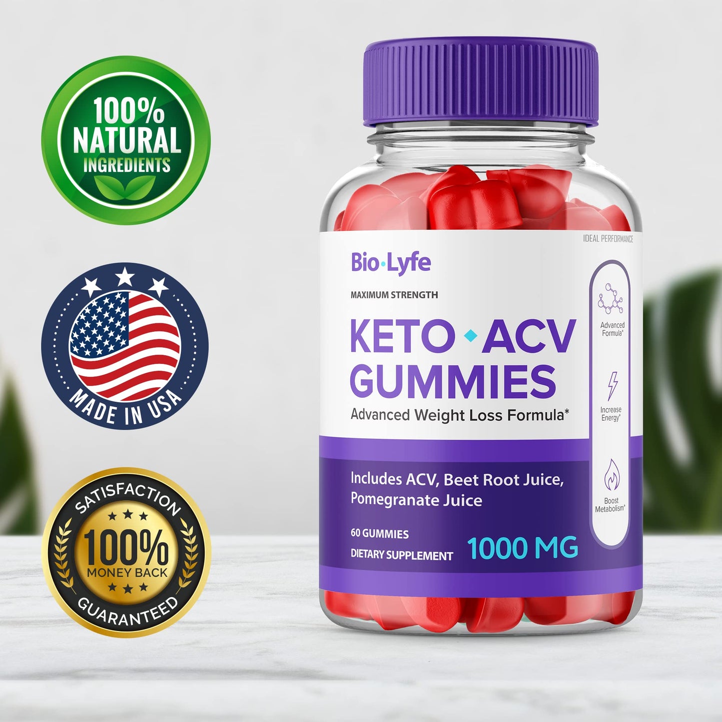 Biolyfe Keto + Gummies ACV – Maximum Strength Keto Supplement Gummies (5 Pack)
