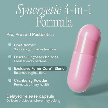 BIOMA Feminine Health Synbiotic – Probiotics, Cranberry & Tributyrin for Vaginal pH, Urinary & Digestive Support | 60 Capsules