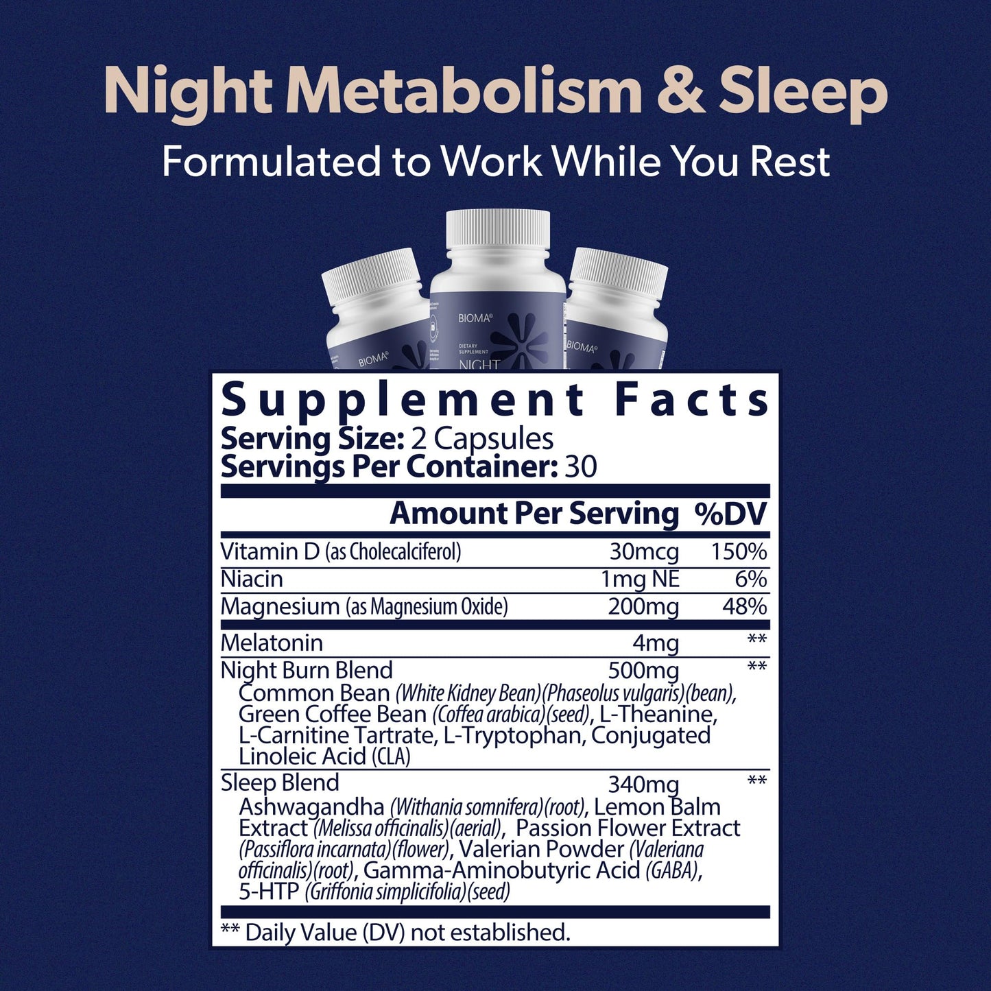 BIOMA Night Metabolism & Sleep – Sleep Support & Metabolism Boost, 3 Pack