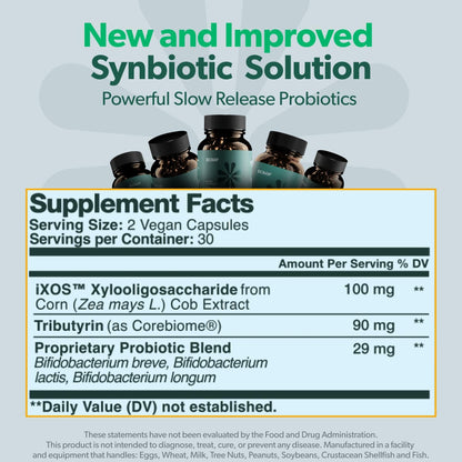 BIOMA Probiotics – Digestive Health Probiotic with XOS, Tributyrin & Bifidobacterium — 180 Delayed-Release Capsules (90-Day Supply)