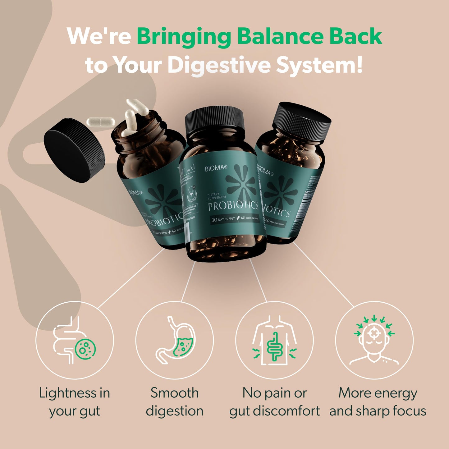 BIOMA Probiotics | Digestive Health & Gut Support | Vegan & Gluten Free