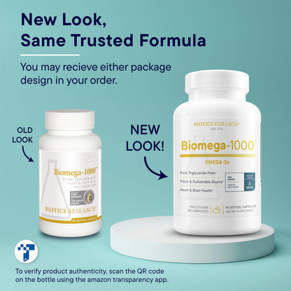 Biotics Research Biomega-1000 Omega-3 Fish Oil – EPA 529 mg / DHA 353 mg | 1000 mg per Serving, 90 Softgels