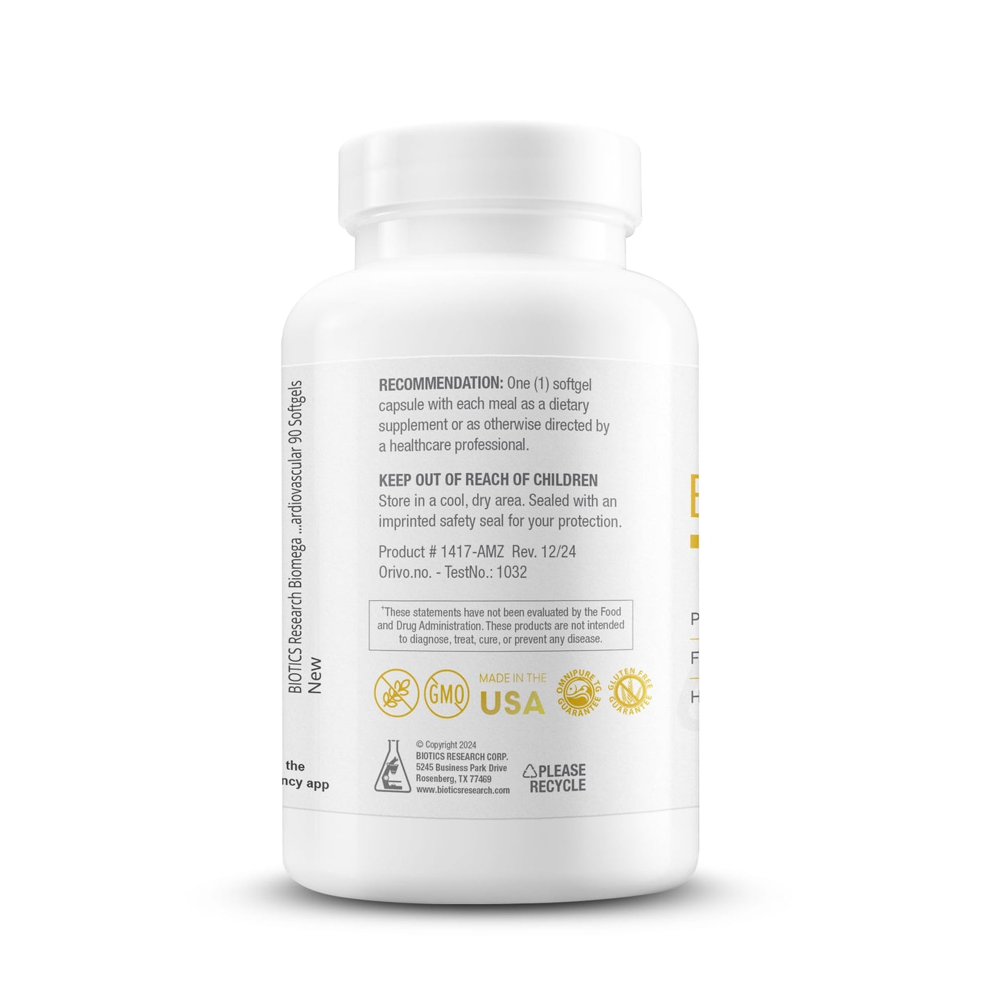 Biotics Research Biomega-1000 Omega-3 Fish Oil – EPA 529 mg / DHA 353 mg | 1000 mg per Serving, 90 Softgels
