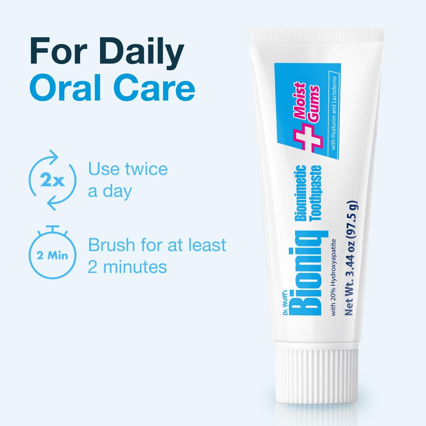 Bioniq Plus Biomimetic Toothpaste — 20% Hydroxyapatite, 3.44 oz (Pack of 3) | Clinically Tested | Fluoride & SLS Free