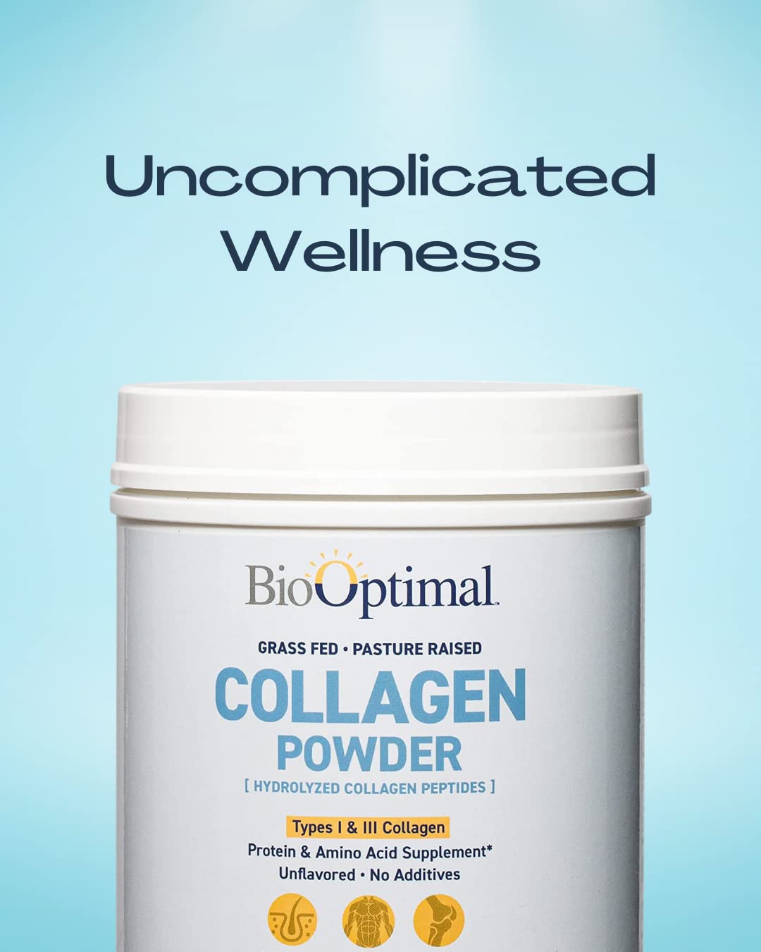 BioOptimal Collagen Peptides Powder – Grass-Fed & Non-GMO, Zero Sugar (45 Servings)