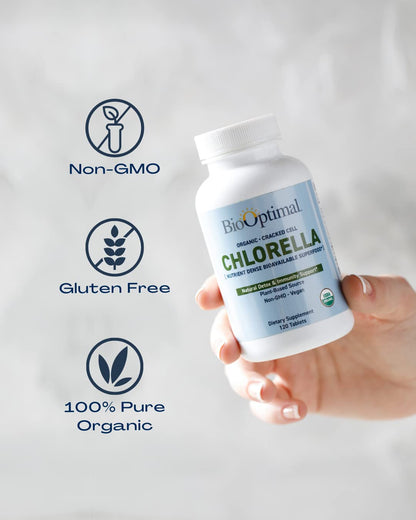 BioOptimal Organic Chlorella Tablets - 500mg, 120 Tablets | Organic & Non-GMO