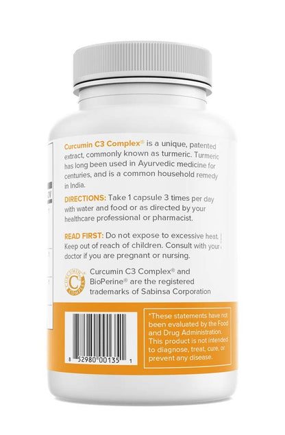 Pure Prescriptions Turmeric Curcumin C3 Complex with Bioperine - 1500mg per Serving | 90 Veg Capsules | Made in USA