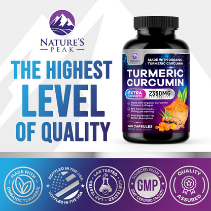 Turmeric Curcumin 2350mg with BioPerine - 240 Vegan Capsules | Joint & Immune Support