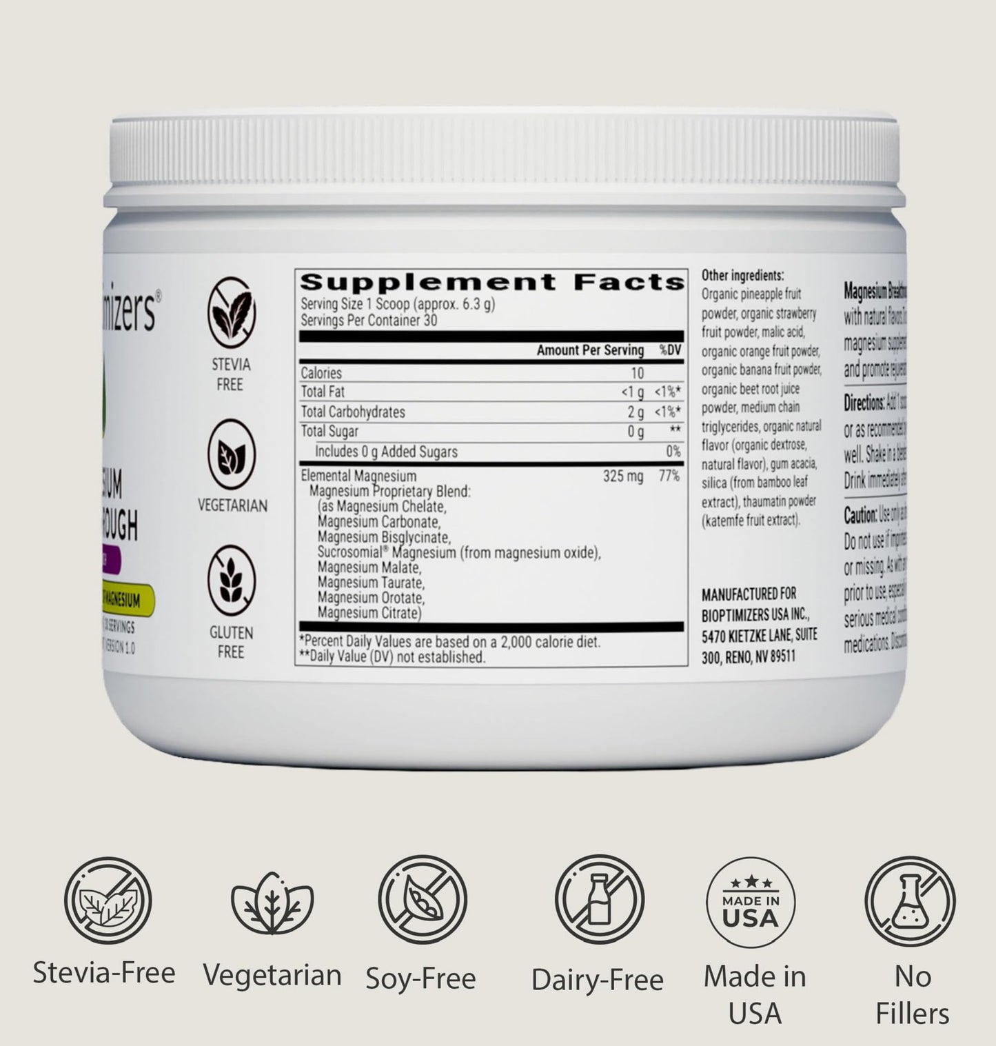 BIOptimizers Magnesium Breakthrough Drink – 8 Magnesium Forms, Electrolytes, Sleep Support & Recovery
