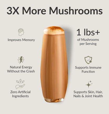 BIOptimizers Mushroom Coffee Alternative – Chai Drink with Lion’s Mane, Chaga, Reishi + Collagen – 15 Servings