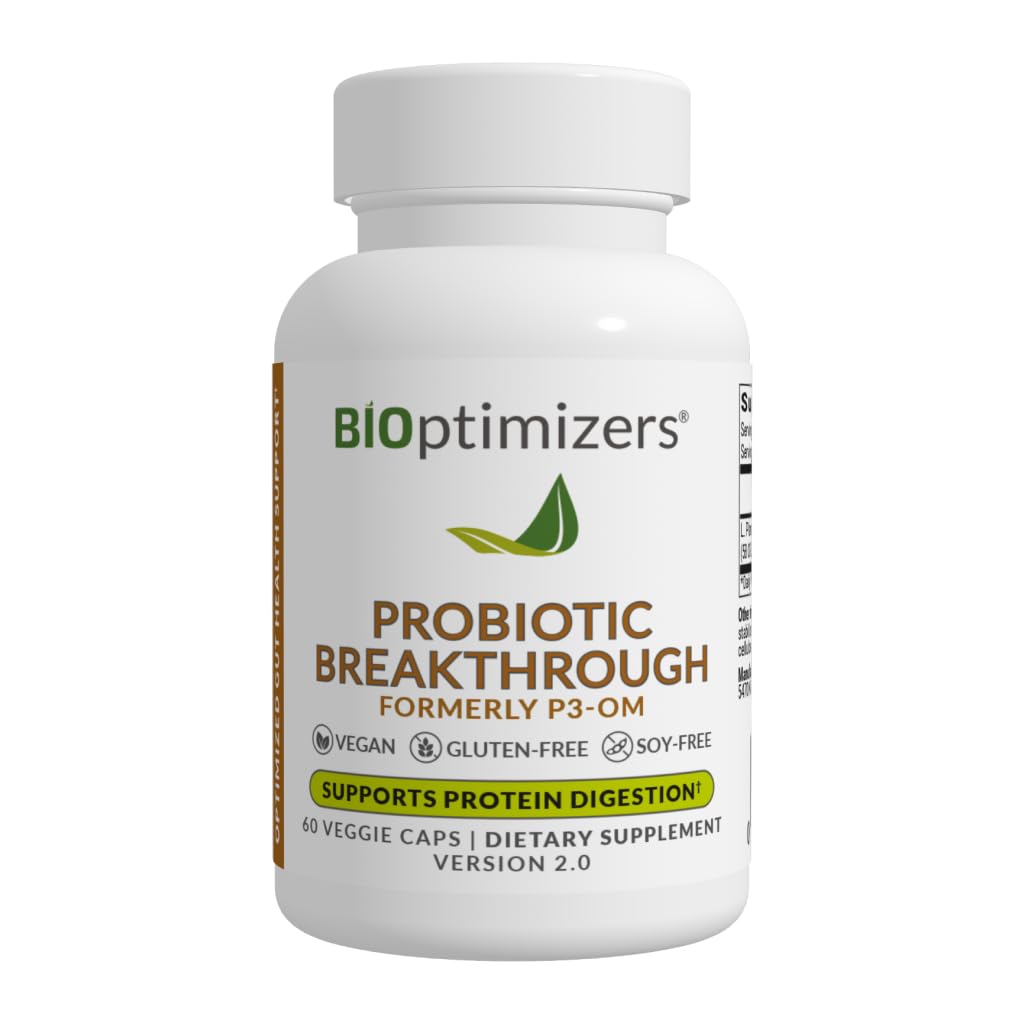 BIOptimizers Probiotic Breakthrough – Lactobacillus Plantarum OM Probiotics & Prebiotics for Gut, Digestive & Immune Support | 60 Vegan Capsules